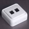 DATA socket dual RJ45 8P8C white wall mount ATHENS IP20 series 6.5x4.5cm